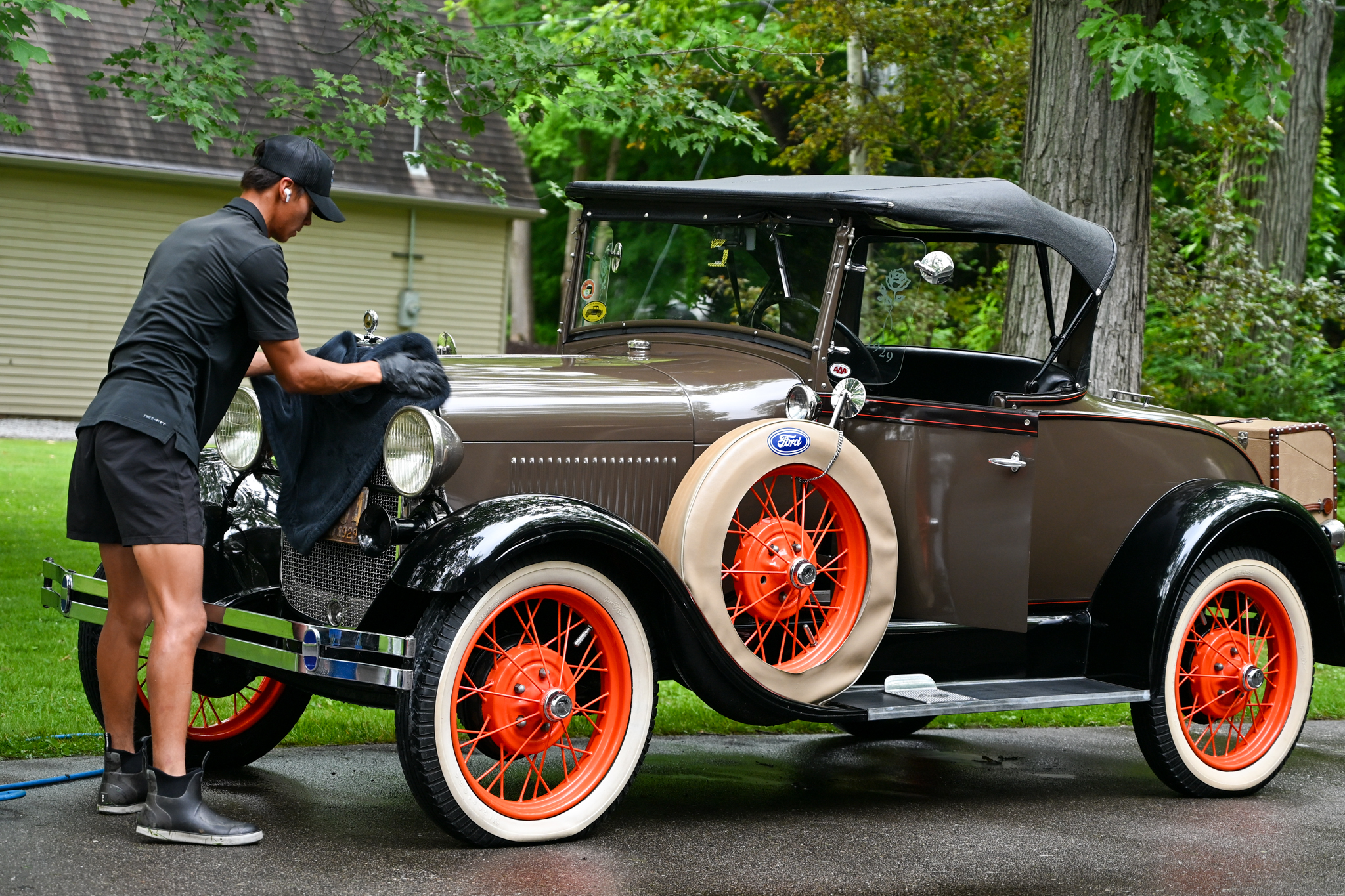 Freshly detailed classic car, full beauty shot