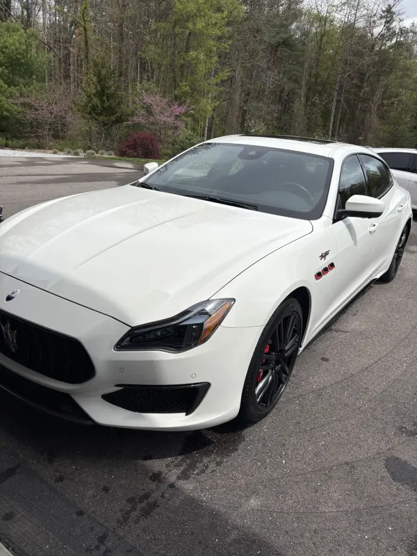 Detailed white Maserati sedan