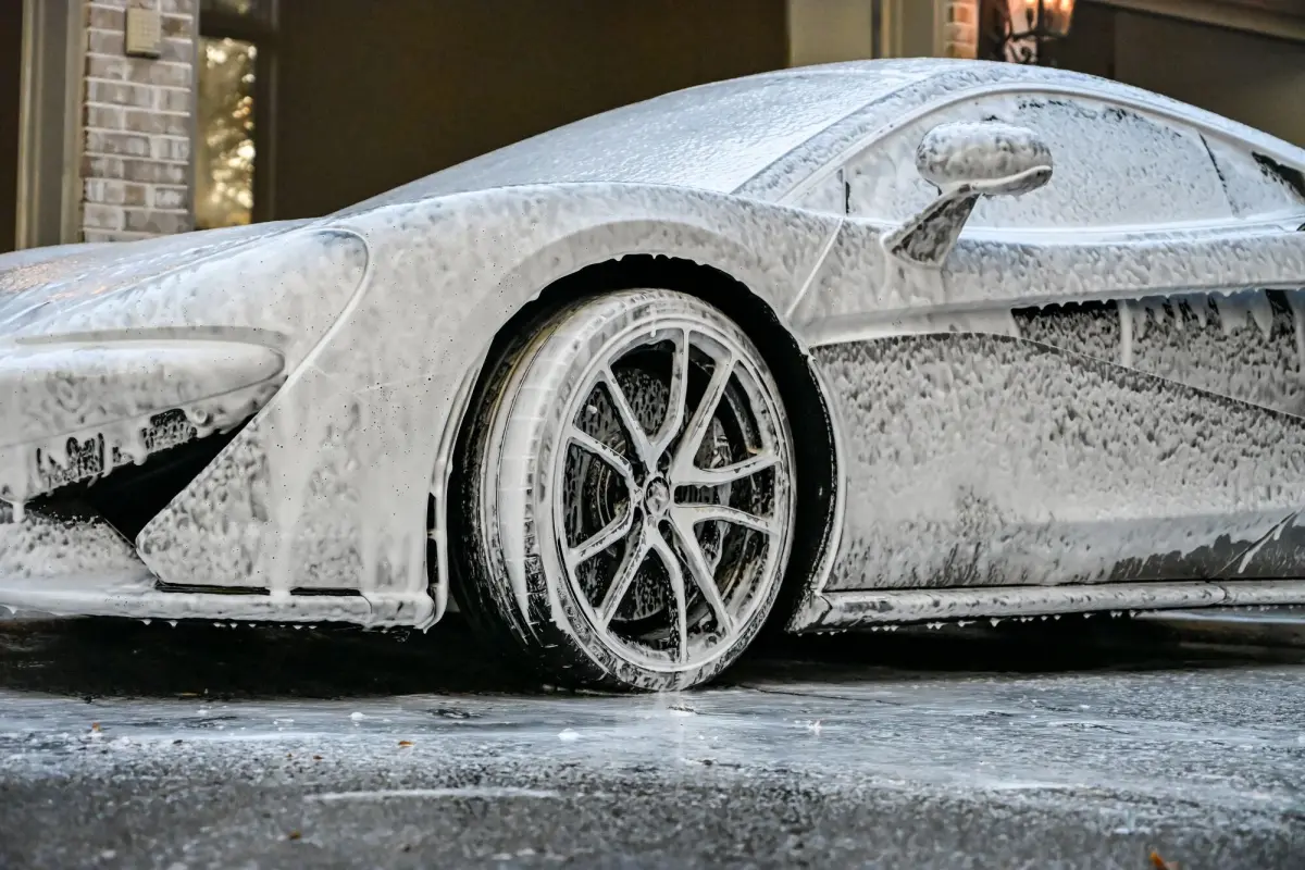 McLaren fully covered in thick wash foam