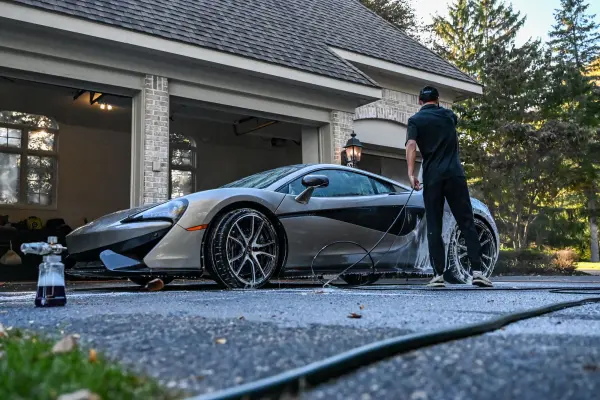 Low angle of the McLaren during the wash