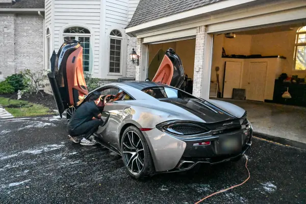 Working on the McLaren with the doors up